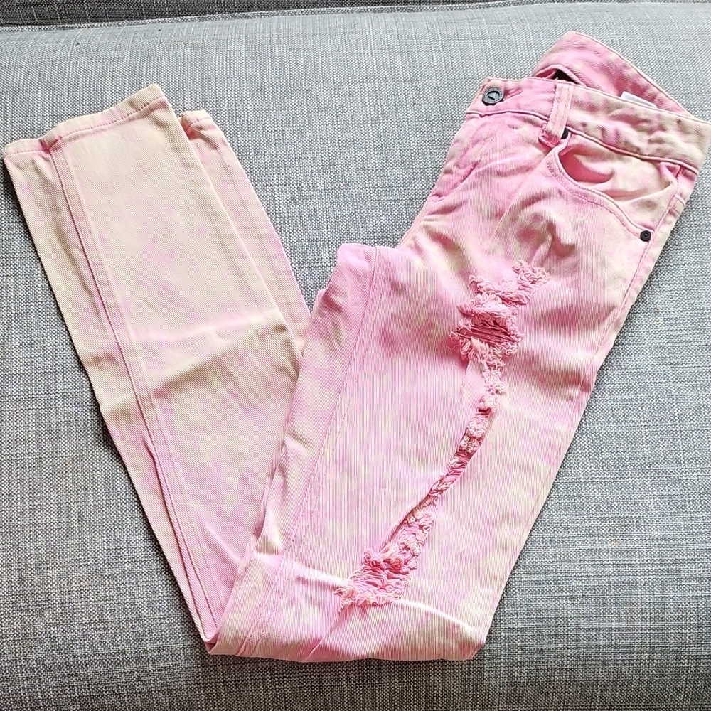 Pink Distressed Women Jeans